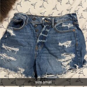 Distressed Blue Denim Shorts